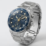Quantum Men's Chronograph Watch Blue Dial Silver Metal Band, HNG1150.200