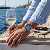 Quantum Men's Chronograph Watch Dark Blue Dial White Silicone Band, PWG1147.393