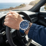 Quantum Men's Chronograph Watch Dark Blue Dial Dark Blue Silicone Band, HNG1281.399