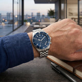 Quantum Men's Chronograph Watch Dark Blue Dial Metal Band, PWG930.390