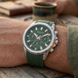 Quantum Men's Chronograph Watch Dark Green Dial Green Silicone Band, HNG1281.575