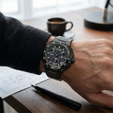 Quantum Men's Chronograph Watch Black Dial Black Metal Band, PWG1283.650