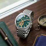Quantum Men's Automatic Watch Dark Green Dial Metal Band, QMG1244.290