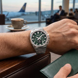 Quantum Men's Chronograph Watch Dark Green Dial Metal Band, ADG1253.370