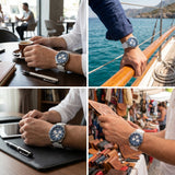 Quantum Men's Chronograph Watch Dark Blue Dial White Silicone Band, PWG1147.393