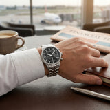 Quantum Men's Chronograph Watch Black Dial Metal Band, PWG1204.350