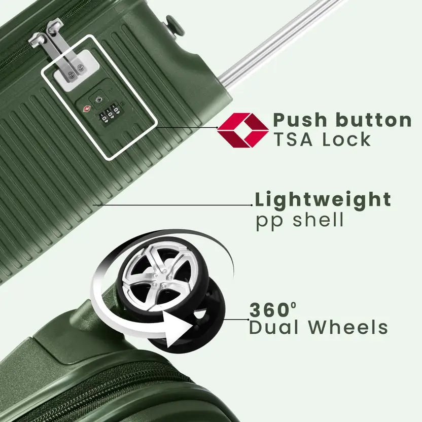 Carlton Globetrotter  67cm 360° 8 Wheel Hard Top Trolley-Green, GLOBETROTTERT67GRN