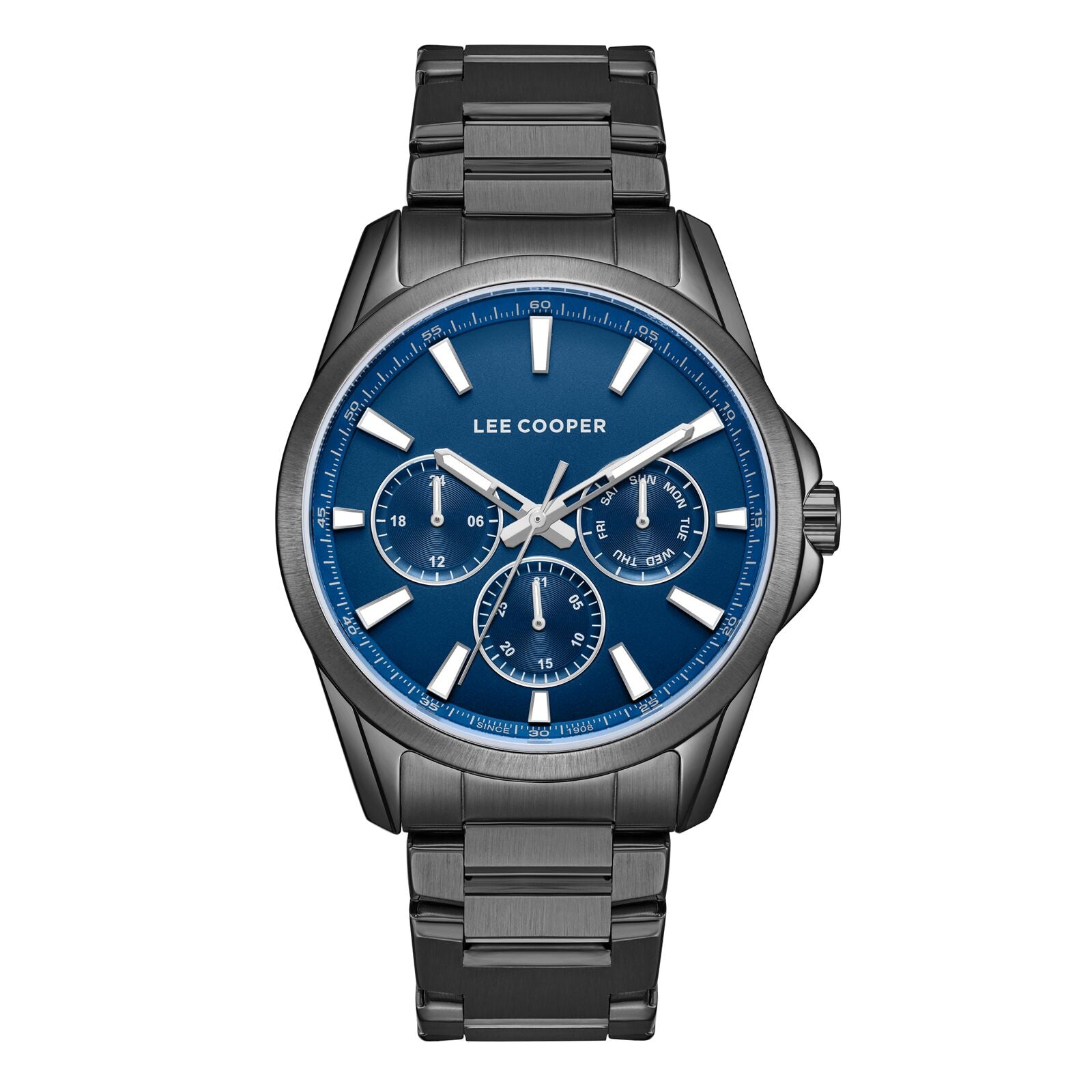 Lee Cooper Men's Watch Analog Blue Dial with Black Stainless Steel Band, LC08105.090