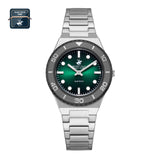 Beverly Hills Polo Club Slim Tech 5 Women's Watch Analog Green Dial with Silver Stainless Steel Band, BP3713X.370