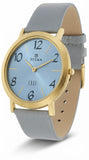 Titan X Naelofar Unisex Edge Watch Analog Blue Dial With Grey Leather Strap, 679YL14