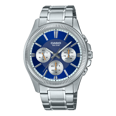 Casio men analog watch, blue dial with comfortable strap, model CS-MTP-1375D-2A1VDF, Bahrain