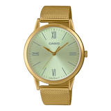 Casio,Men's Watch Analog, Champagne Dial Gold Stainless Steel Mesh Band, MTP-E600MG-9BDF