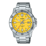 Casio Men's Watch Analog Yellow Dial With Silver Stainless Steel Band, MTP-VD01D-9EVUDF