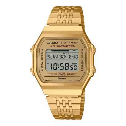 Casio Vintage Men's Bluetooth Watch Digital Dial with Gold Stainless Steel Band, ABL-100WEG-9ADF