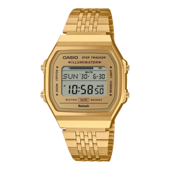 Casio Vintage Men's Bluetooth Watch Digital Dial with Gold Stainless Steel Band, ABL-100WEG-9ADF