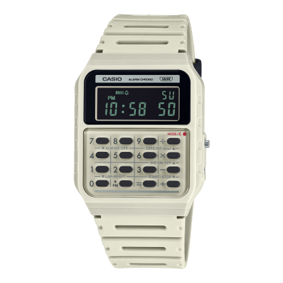 Casio Calculator Unisex Watch Digital Dial with Beige Resin Strap, CA-53WB-8BDF