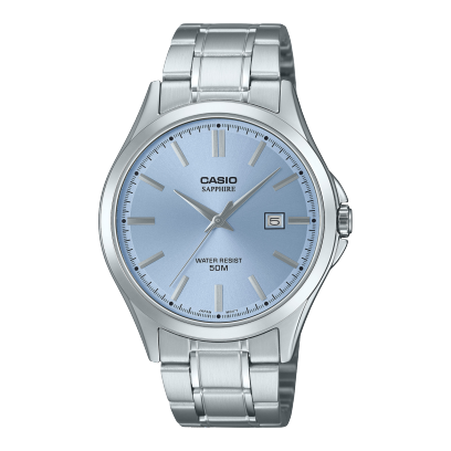 Casio men analog watch, torquoise dial with stainless steel band, model CS-MTS-115D-2A2VDF, Bahrain
