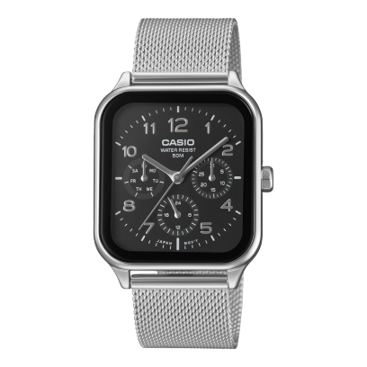 Casio men analog watch, black dial with stainless steel strap, model CS-MTP-M306M-1AVDF, Bahrain