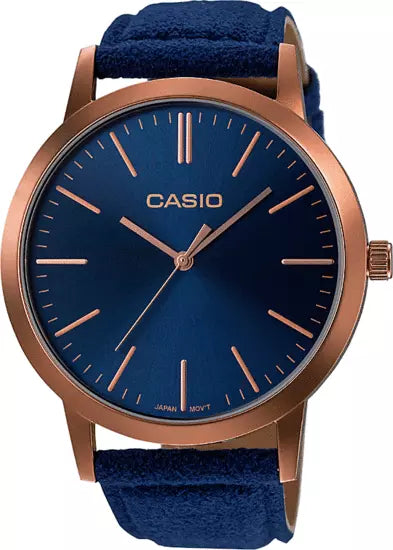 Casio men analog watch, blue dial with comfortable strap, model CS-LTP-E118RL-2ADF, Bahrain