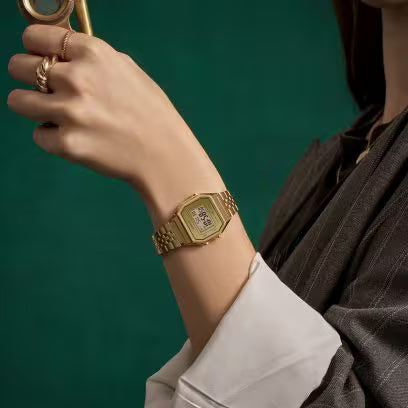 Casio Vintage Women's Watch Digital Dial with Gold Stainless Steel Band, LA680WEGV-9ADF