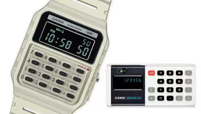 Casio Calculator Unisex Watch Digital Dial with Beige Resin Strap, CA-53WB-8BDF