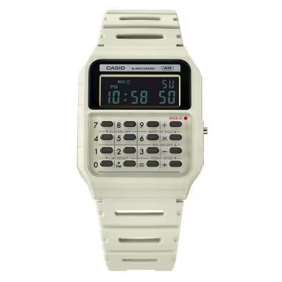 Casio Calculator Unisex Watch Digital Dial with Beige Resin Strap, CA-53WB-8BDF