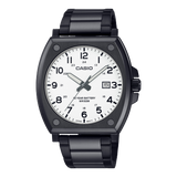 Casio, Men's Watch Analog,White Dial Black Stainless Steel Band, MTP-E715D-7AVDF