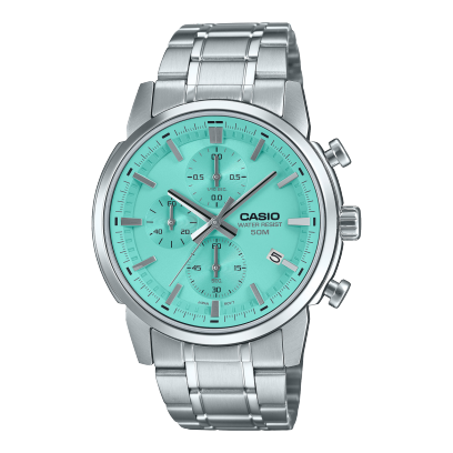 Casio Men's Watch Analog Tiffany Blue Dial With Silver Stainless Steel Band, MTP-E510D-2AVDF