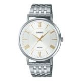 Casio, Menâ€™s Watch Analog, White Dial Silver Stainless Steel Band, MTP-B110D-7AVDF