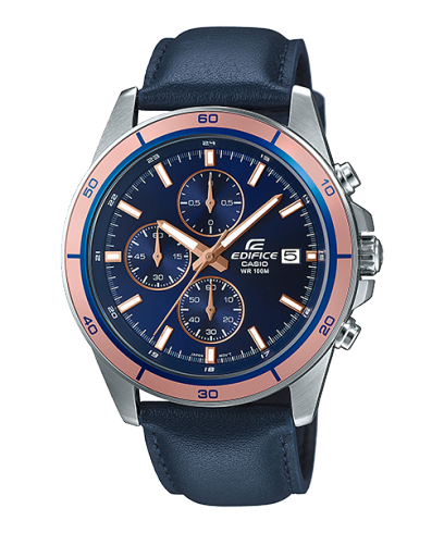 Edifice Men's Watch Standard Chronograph, Blue Dial Blue Leather Band, EFR-526L-2AVUDF