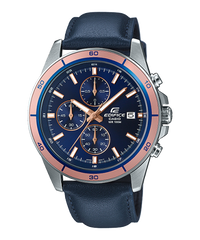 Edifice Men's Watch Standard Chronograph, Blue Dial Blue Leather Band, EFR-526L-2AVUDF