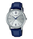 Casio, Men's Watch Analog, Silver Dial Blue Leather Band, MTP-V002L-2B3UD