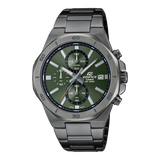 Edifice Men's Watch Analog Green Dial with Grey Stainless Steel Band, EFV-640DC-3AVUDF