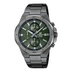 Edifice Men's Watch Analog Green Dial with Grey Stainless Steel Band, EFV-640DC-3AVUDF