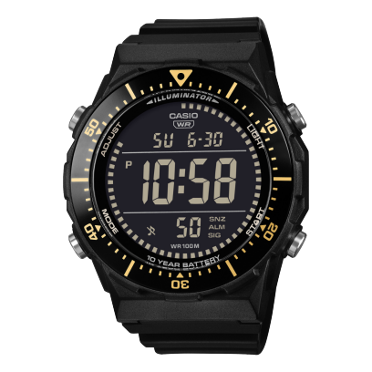Casio men analog watch, black dial with rotating bezel and black resin band, model CS-AE-1700H-1BVDF, Bahrain