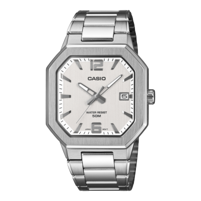 Casio men analog watch, white dial with stainless steel strap, model CS-MTP-B195D-7AVDF, Bahrain
