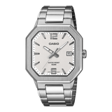 Casio men analog watch, white dial with stainless steel strap, model CS-MTP-B195D-7AVDF, Bahrain