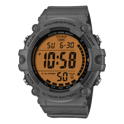 Casio men analog watch, orange dial with black resin band, model CS-AE-1500WHC-8AVDF, Bahrain
