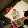 Casio Unisex Watch Digital Dial with Gold stainless steel Band, A158WEGV-9ADF