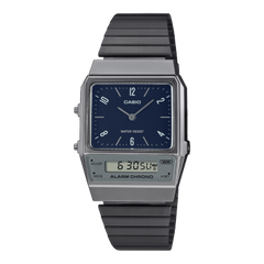 Casio Vintage Unisex Watch Analog-Digital Black Dial With Black Stainless Steel Band, AQ-800EB-2ADF