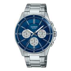 Casio Men's Watch Analog Blue Dial with Silver Stainless Steel Band, MTP-1374D-2A3VDF