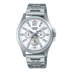 Casio,Men's Watch Analog,White Dial Silver Stainless Steel Band, MTP-E350D-7BVDF