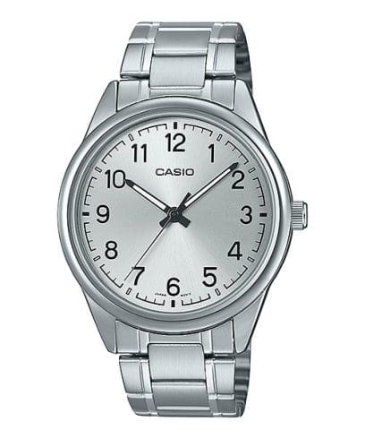 Casio men analog watch, silver dial with comfortable strap, model CS-MTP-V005D-7B4UD, Bahrain