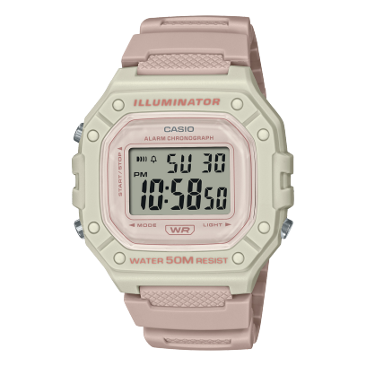 Casio, Men’s Watch Digital, White Dial Pink Resin Band, W-218HC-4A2VDF