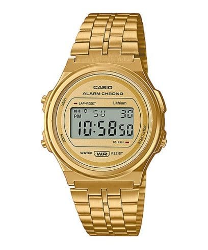 Casio unisex analog watch, gold dial with comfortable strap, model CS-A171WEG-9ADF, Bahrain