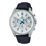 Edifice Men's Watch Analog white and blue Dial with Black Leather Strap,EFV-650L-7AVUDF