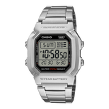Casio Men's Watch Digital Dial with Stainless Steel Band, W-800HD-1AVDF