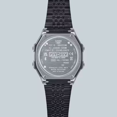 Casio Vintage Bluetooth Pac-Man Collection Unisex Watch with Black Stainless Steel Band, ABL-100WEPC-1BDR