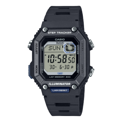 Casio Bluetooth Step Tracker Men's Watch Digital Dial With Black Resin Strap, WS-B1000-1AVDF