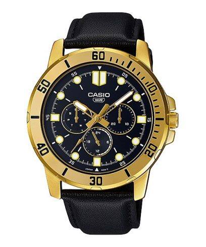 Casio men analog watch, black dial with comfortable strap, model CS-MTP-VD300GL-1EU, Bahrain